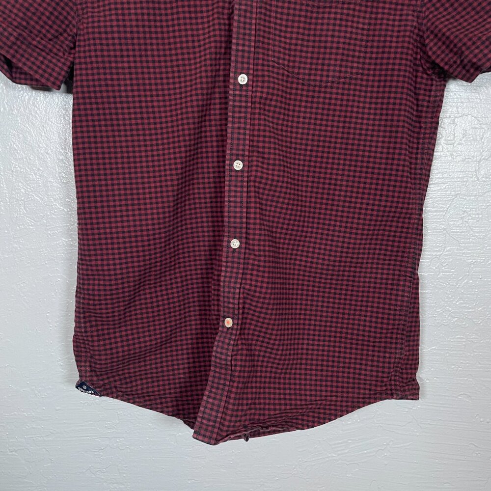 Superdry Men M Black Red Gingham Ultimate Oxford Shirt Short Sleeve Modern Fit - Picture 2 of 11